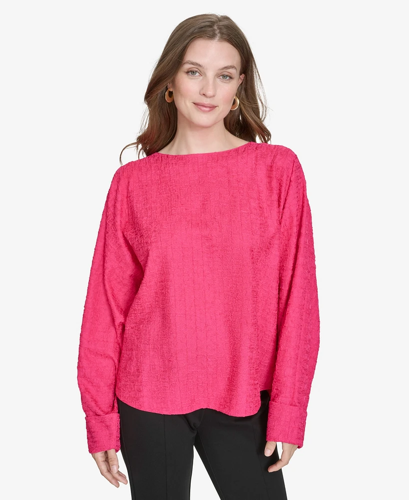 Halston Women's Textured Dolman-Sleeve Cuffed Blouse