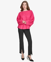 Halston Women's Textured Dolman-Sleeve Cuffed Blouse