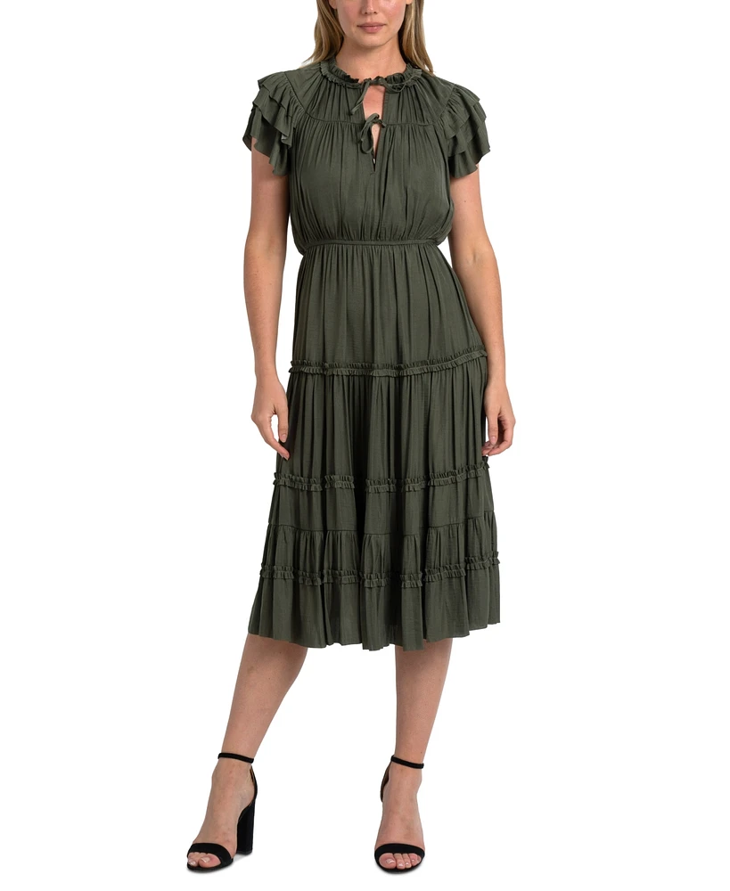 Sam Edelman Women's Ruffle Flutter-Sleeve Midi Dress