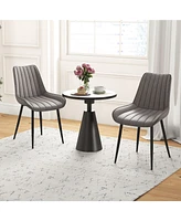 Slickblue Faux-Leather Fabric Dining Chair Set of 2 with Metal Legs and Padded Seat