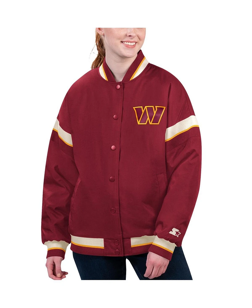 Starter Women's Burgundy Washington Commanders Tournament Full-Snap Varsity Jacket