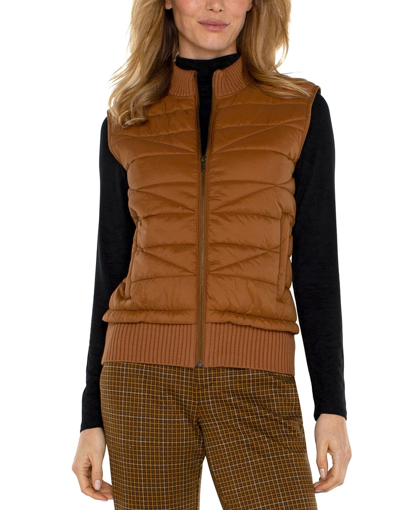 Liverpool Los Angeles Women's Quilted Zip-Front Sweater Vest