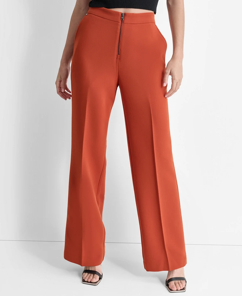 Dkny Women's Front-Zip Wide-Leg Trousers