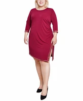 Ny Collection Plus 3/4 Sleeve Asymmetrical Dress