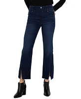 Liverpool Los Angeles Women's Gia Glider Front-Slit Flared Cropped Jeans