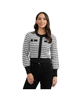 Ellen Tracy Women's Cardigan with Contrast Trims