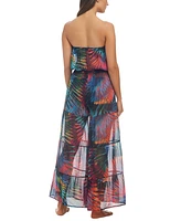 Bleu by Rod Beattie Women's Printed Tiered Cover-Up Jumpsuit