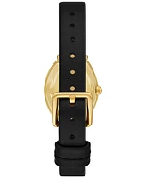 Tory Burch Women's The Oval Black Leather Strap Watch 22mm