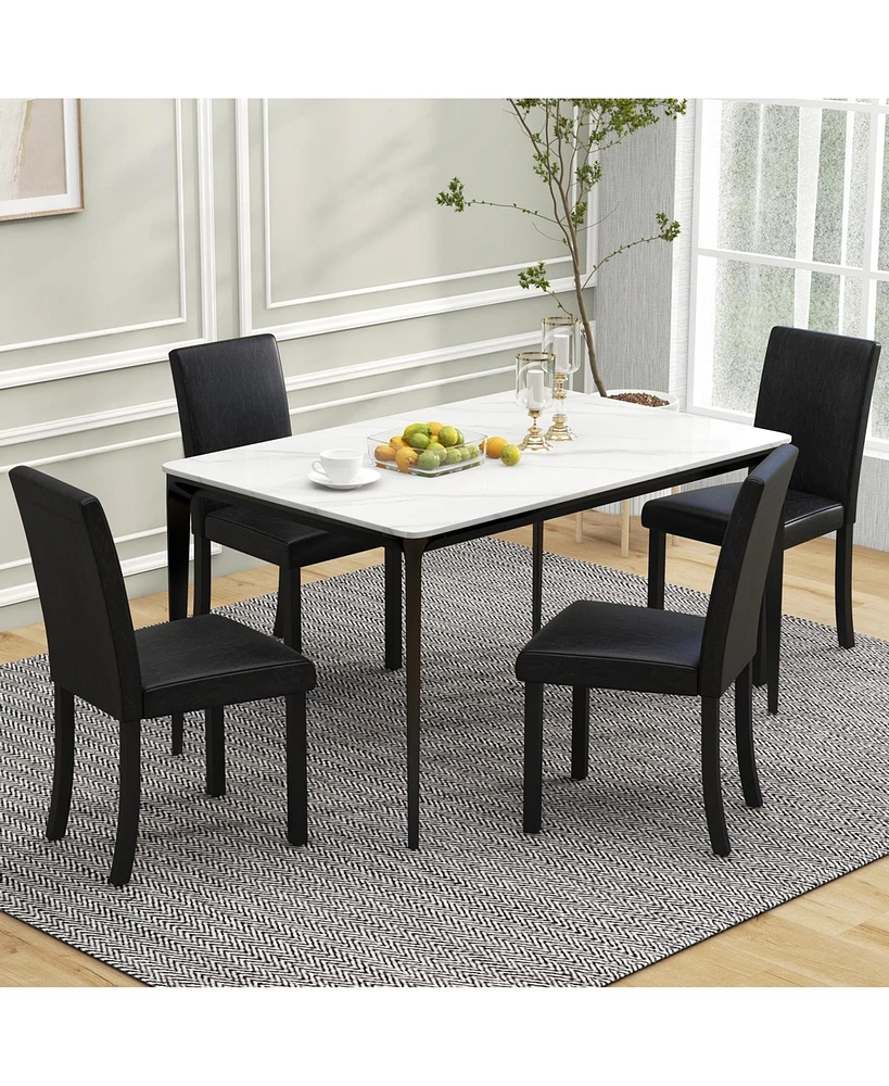 Slickblue Dining Chair Set of 4 Upholstered Kitchen Dinette Chairs with Wood Frame