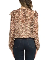 Bcx Juniors' Animal-Print High-Neck Elastic-Hem Top