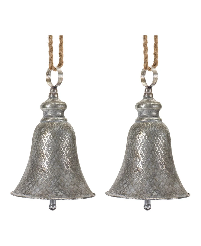 Slickblue Rustic Metal Bell Ornament (Set of 2)