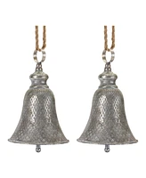 Slickblue Rustic Metal Bell Ornament (Set of 2)