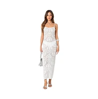 Edikted Women's Embroidered Backless Sheer Knit Maxi Dress