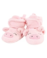 Hudson Baby Girls Cozy Fleece Booties, Cow Pig, 0-6 Months