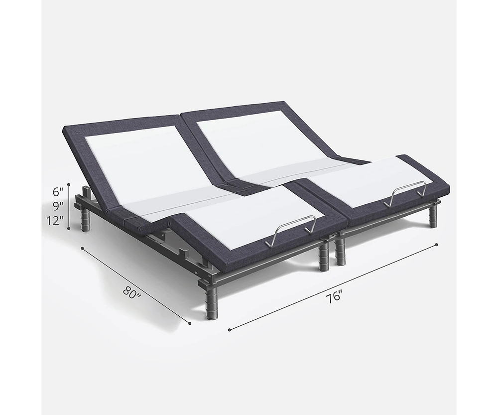 Cariloha Classic Adjustable Mattress Base | King | 6", 9", 12" | Viscose Material | Adjustable Height, Quiet Motor, Wireless Remote