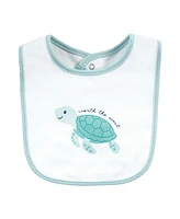 Hudson Baby Infant Boys Cotton Bibs, Sea Turtle, One Size