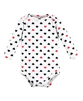 Hudson Baby Girls Cotton Long-Sleeve Bodysuits Mommy Red Black 5-Pack, 3-6 Months