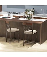 Slickblue Set of 2 25 inches Bar Stools with Rust-proof Metal Frame and Soft Sponge Seat-Brown