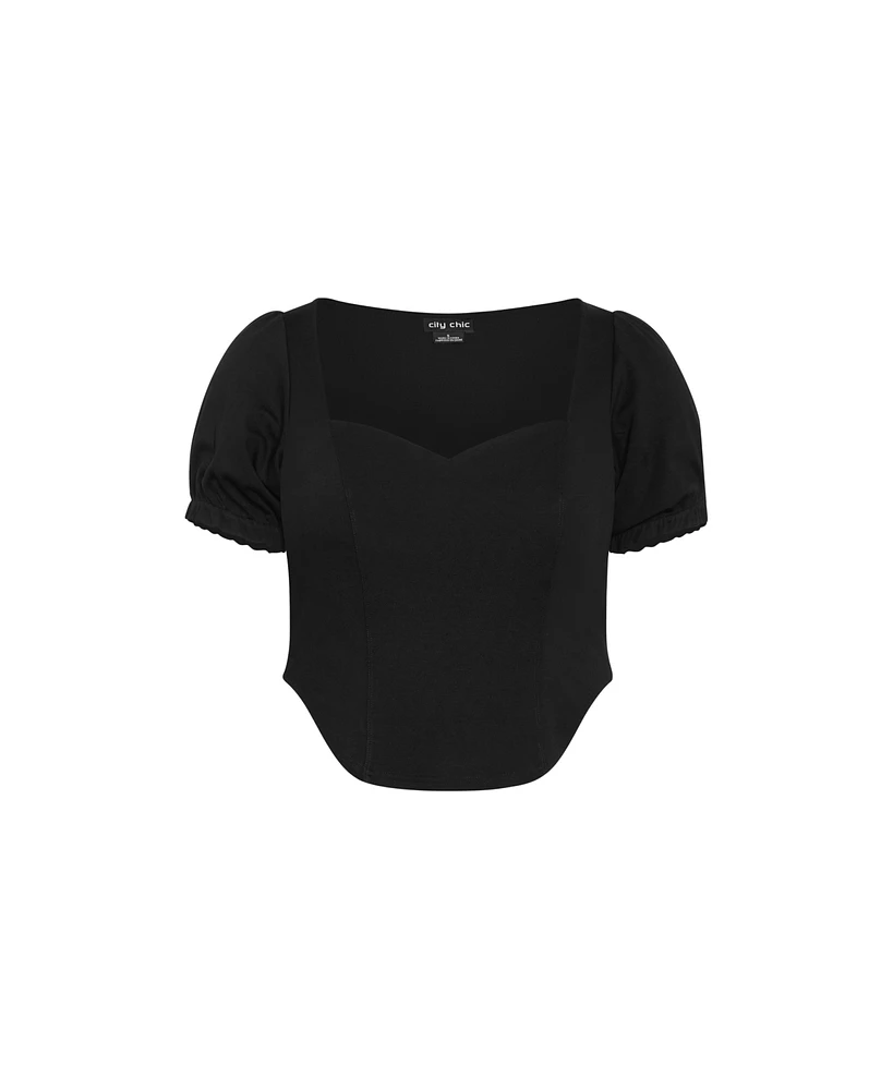 City Chic Women's Corset Puff Top