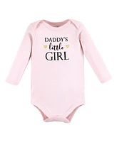 Hudson Baby Girls Cotton Long-Sleeve Bodysuits daddy -Pack