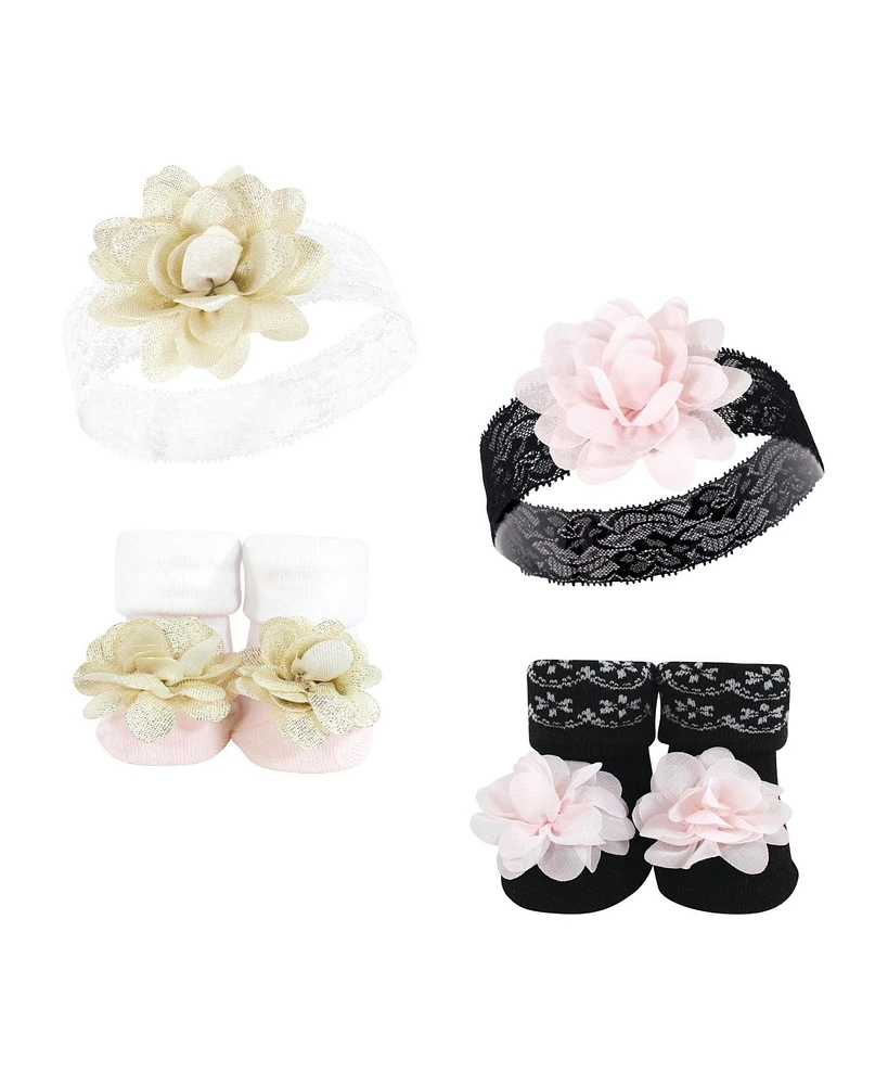 Hudson Baby Baby Girls Headband and Socks Set, Lace, 0-9 Months