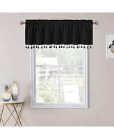 Caromio Tassels Velvet Kitchen Window Valance Curtain, 52" x 15"