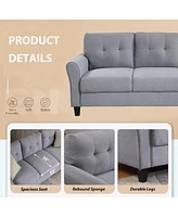 Streamdale Furniture Modern Living Room Sofa Set Linen Upholstered Couch Furniture For Home Or Office - Light gray