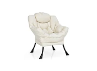 Modern Polyester Fabric Lazy Chair with Steel Frame and Side Pocket