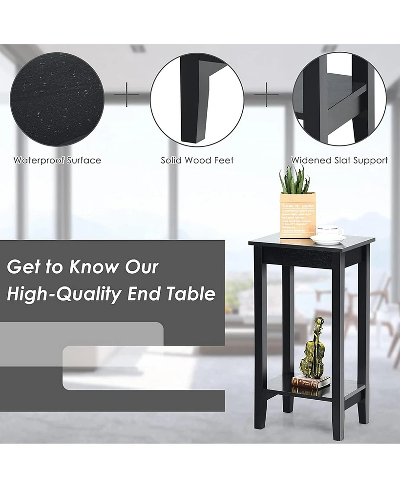 Slickblue Set of 2 Versatile 2-Tier End Table with Storage Shelf
