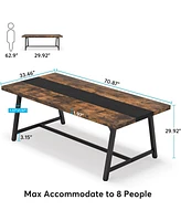 Tribesigns Dining Table for 8 People, 70.87-inch Rectangular Wood Kitchen Table with Strong Metal Frame, Industrial Large Long Dining Room Table for B