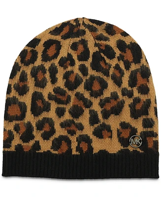 Michael Kors Women's Brushed Three Color Leopard Beanie