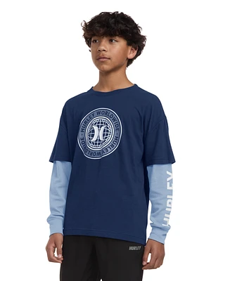 Hurley Big Boys Graphic Long Sleeve Twofer Tee