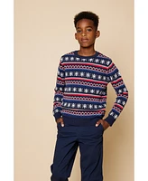 B by Brooks Brothers Big Boys Holiday Jacquard Sweater