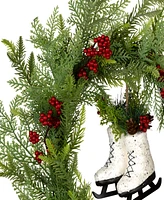 National Tree Company Winter Skates Wreath, 22 Inches