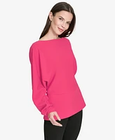 Halston Women's Dolman-Sleeve Boat-Neck Peplum Top