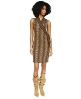 Michael Kors Women's Snakeskin-Print Faux-Wrap Dress