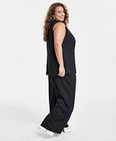 Bar Iii Trendy Plus Size Pinstriped Vest Wide Leg Pants Created For Macys