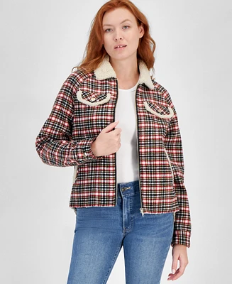 Nautica Jeans Women's Cottage Plaid Fleece Zip-Up Jacket