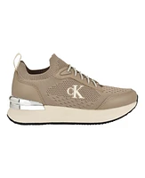 Calvin Klein Women's Vikas Almond Toe Casual Lace-Up Sneakers