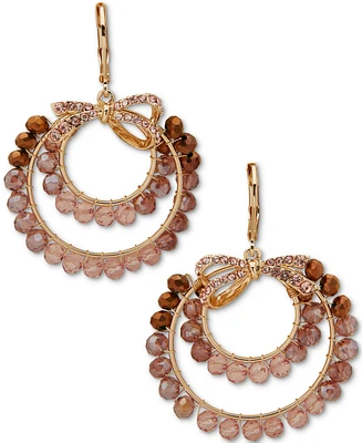 lonna & lilly Gold-Tone Pave Bow Beaded Orbital Drop Earrings