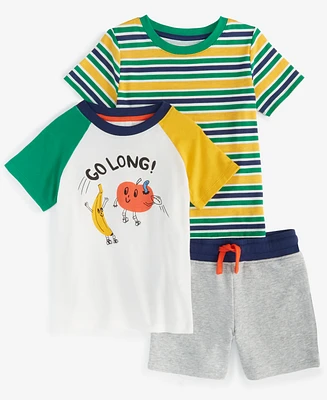 Epic Threads Toddler Boys Striped T-Shirt, Go Long Graphic T-Shirt & Colorblocked Shorts, 3 Piece Set