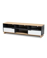 Baxton Studio Reed Mid-Century Modern Multicolor 2-Drawer Wood Tv Stand