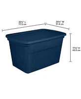 Sterilite Classic Lidded Stackable Gal Storage Tote Container, Blue