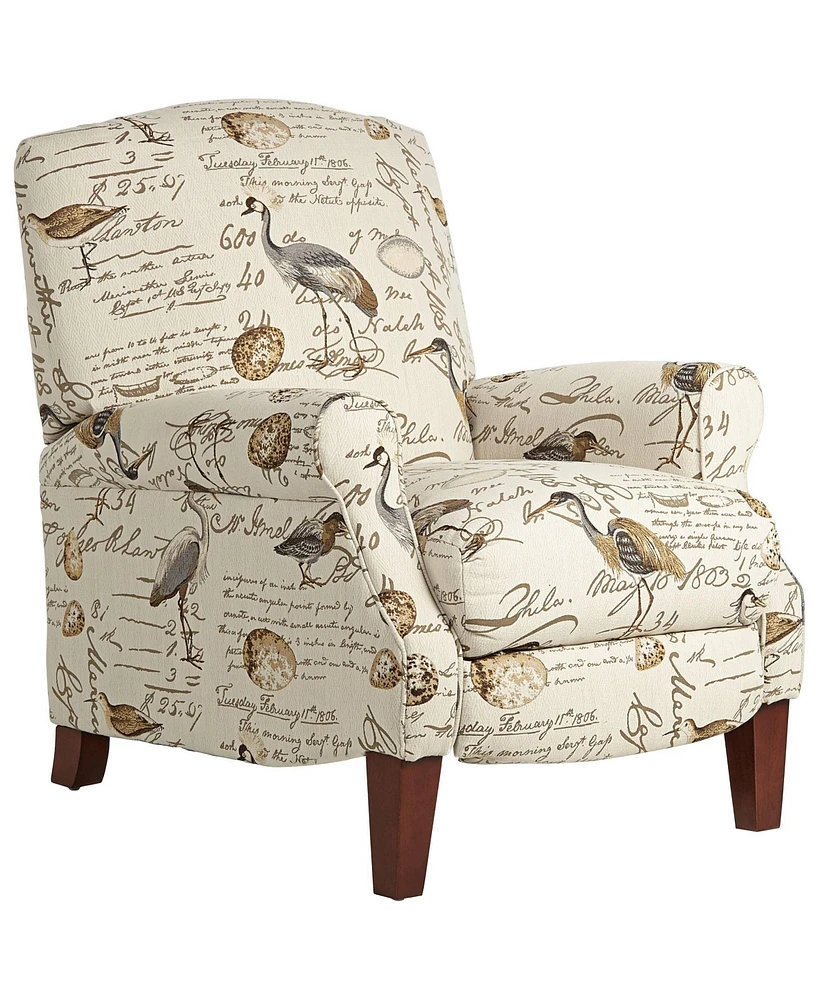 Kensington Hill Birdsong Script and Bird Patterned Recliner Chair Armchair Comfortable Push Manual Reclining Footrest Adjustable Upholstered Bedroom L