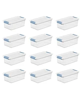 Sterilite 6 Qt. Plastic Stackable Storage Box with Latching Lid, Clear (12 Pack)