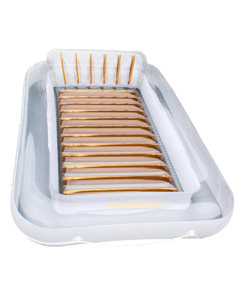 Swimline Luxe Edition Inflatable Suntan Tub Floating Pool Lounger, White & Gold