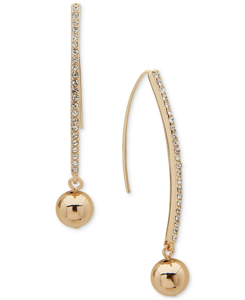 Dkny Gold-Tone Crystal Threader Ball Drop Earrings