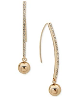 Dkny Gold-Tone Crystal Threader Ball Drop Earrings