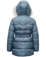 Michael Kors Toddler & Little Girls Belted Stadium Puffer Jacket with Faux-Fur Trim