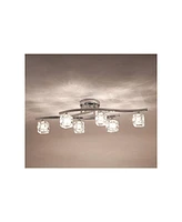 Possini Euro Design Modern Ceiling Light Semi Flush-Mount Fixture 30 1/2" Wide Chrome 6-Light Clear Glass Crystal Cube Shades for Bedroom Kitchen Livi